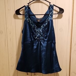 Alfani Navy Satin Camisole with Beaded Accents